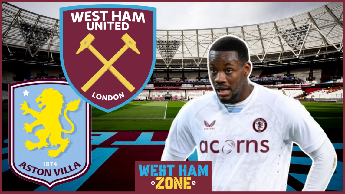 Jhon Duran, West Ham badge, Aston Villa badge