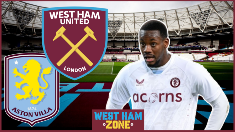 Jhon Duran, West Ham badge, Aston Villa badge