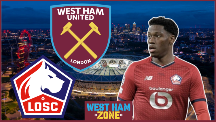 Jonathan David, West Ham badge, Lille badge