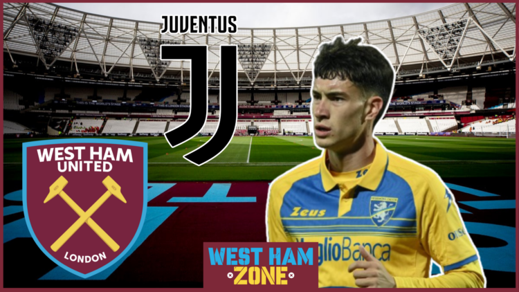 Matias Soule, West Ham badge, Juventus badge