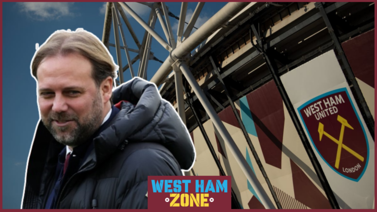 Tim Steidten, West Ham badge, London Stadium