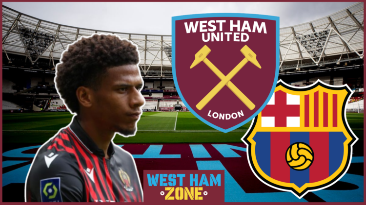 Jean-Clair Todibo, West Ham badge, Barcelona badge