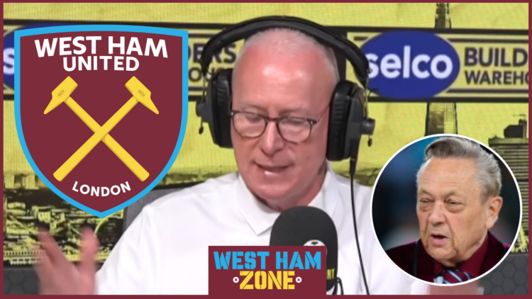 Jim White, David Sullivan, West Ham badge