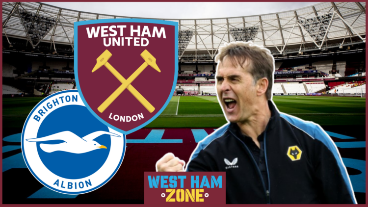 Julen Lopetegui, West Ham badge, Brighton badge