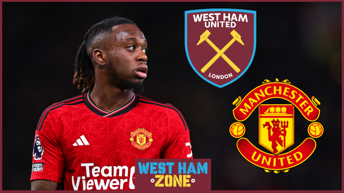 Aaron Wan-Bissaka, Manchester United badge, West Ham badge