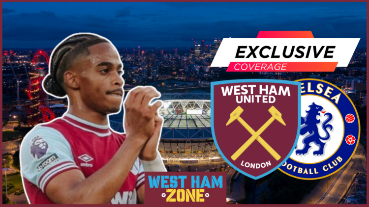 Crysencio Summerville, West Ham badge, Chelsea badge