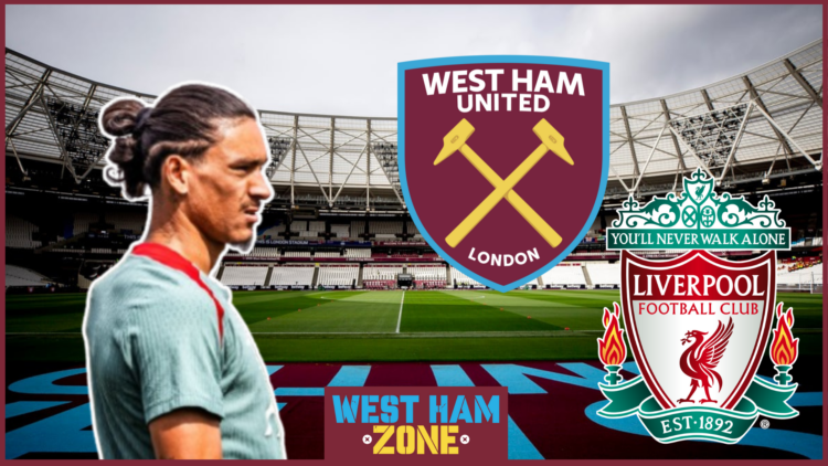 Darwin Nunez, West Ham badge, Liverpool badge