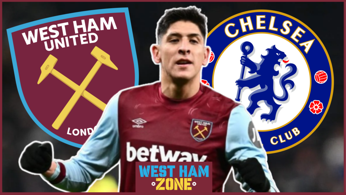 Edson Alvarez, West Ham badge, Chelsea badge