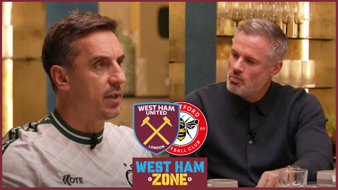 Gary Neville, Jamie Carragher, West Ham badge, Brentford badge