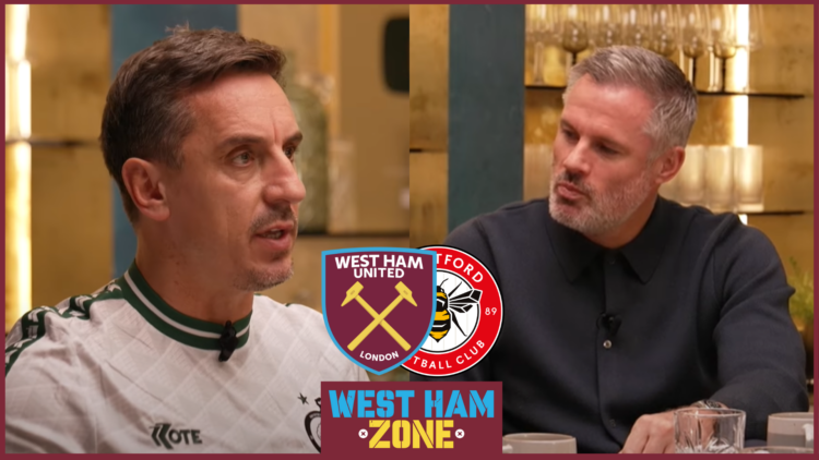 Gary Neville, Jamie Carragher, West Ham badge, Brentford badge