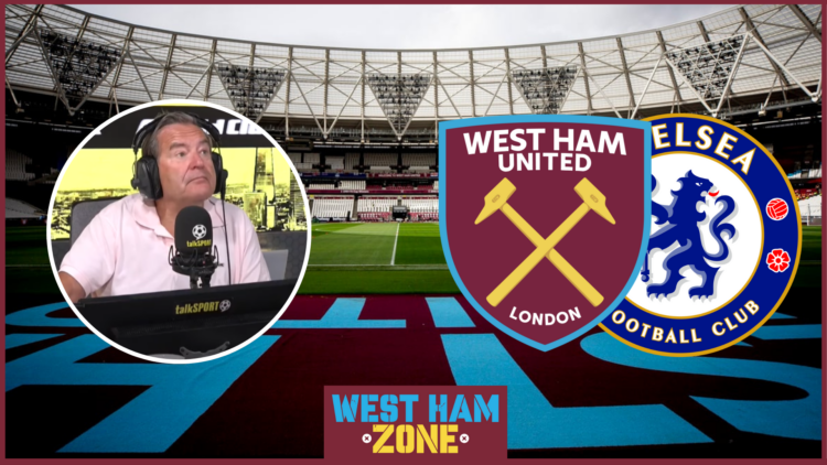 Jeff Stelling, West Ham badge, Chelsea badge