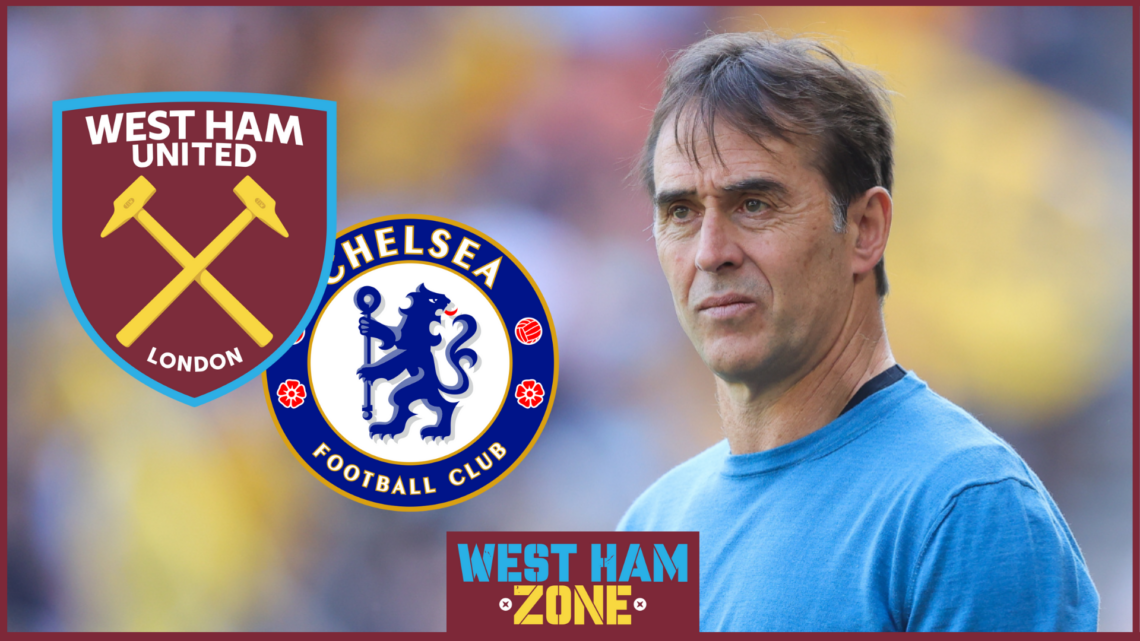 Julen Lopetegui, West Ham badge, Chelsea badge