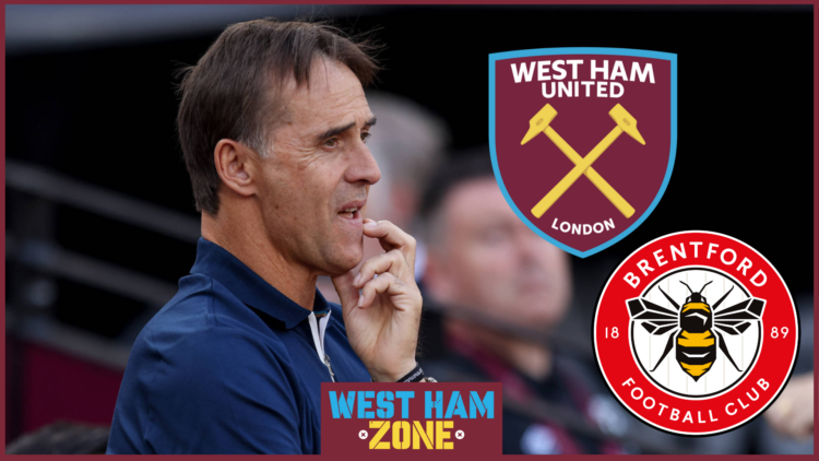 Julen Lopetegui, West Ham badge, Brentford badge