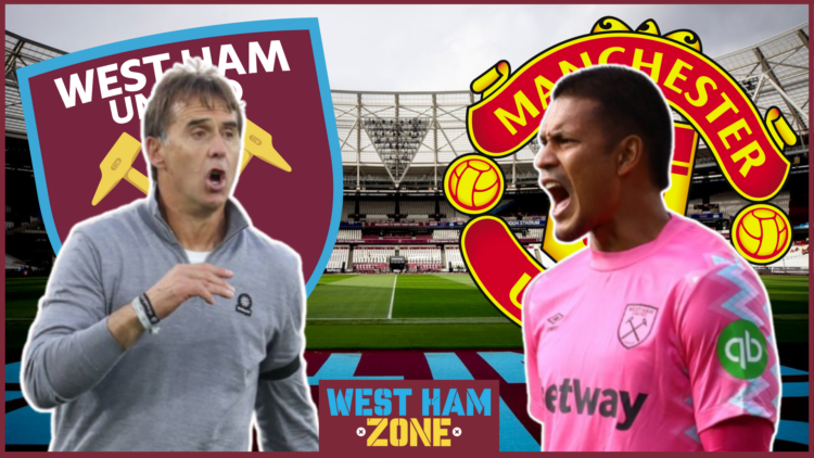 Alphonse Areola, Julen Lopetegui, West Ham badge, Manchester United badge