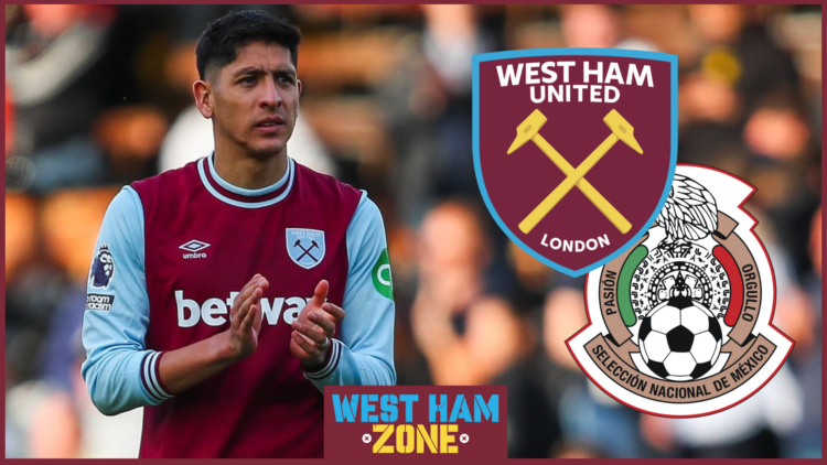 Edson Alvarez, West Ham badge, Mexico badge