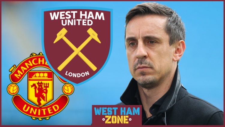 Gary Neville, West Ham United badge, Manchester United badge