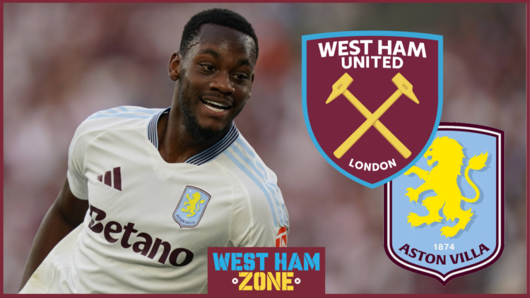 Jhon Duran, West Ham badge, Aston Villa badge