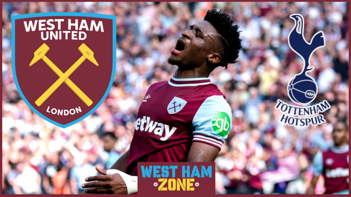 Mohammed Kudus, West Ham United badge, Tottenham badge