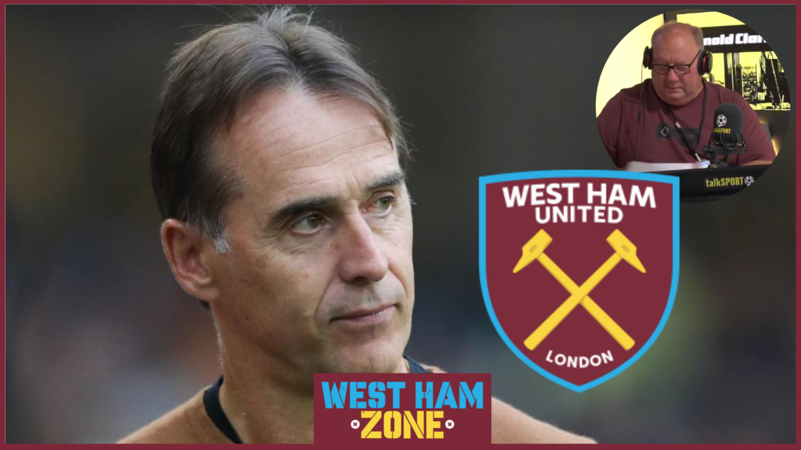 Picture of West Ham United manager Julen Lopetegui and Alan Brazil.