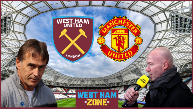 London Stadium, Julen Lopetegui, Alan Shearer, West Ham badge, Manchester United badge