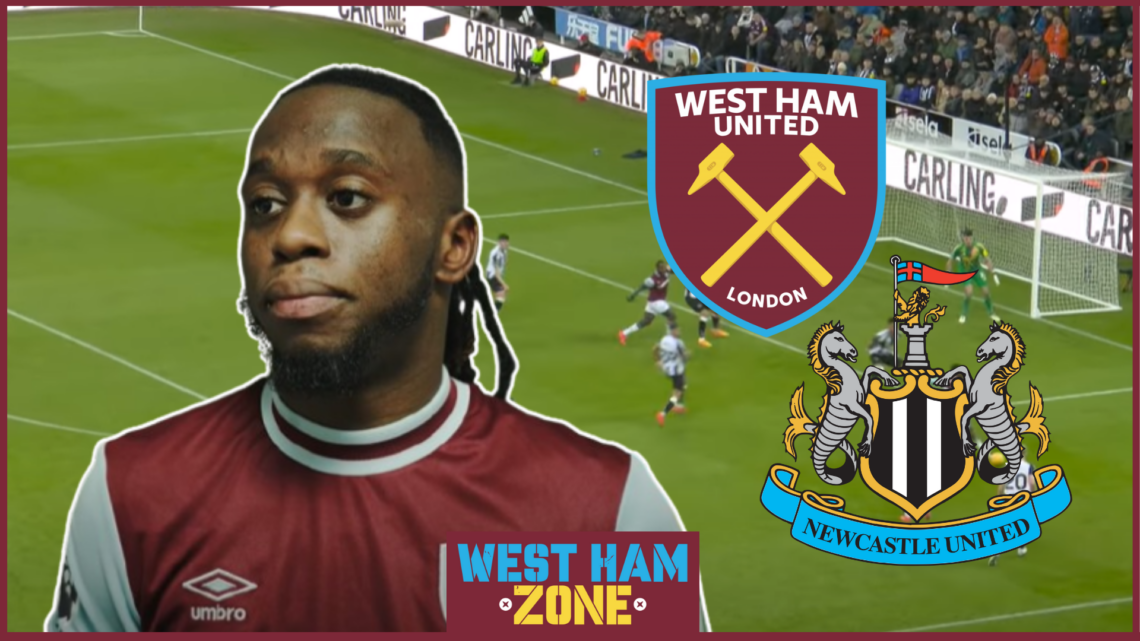 Aaron Wan-Bissaka, West Ham badge, Newcastle United badge