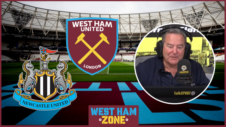 Jeff Stelling, West Ham badge, Newcastle United badge
