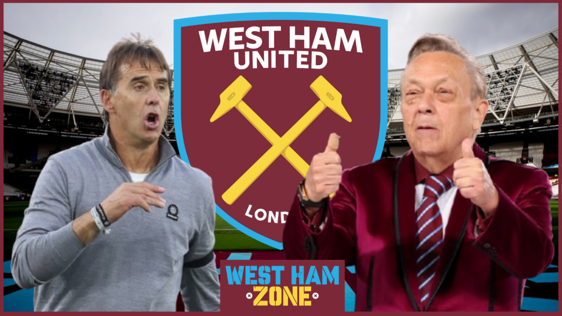 Julen Lopetegui, David Sullivan, West Ham United badge