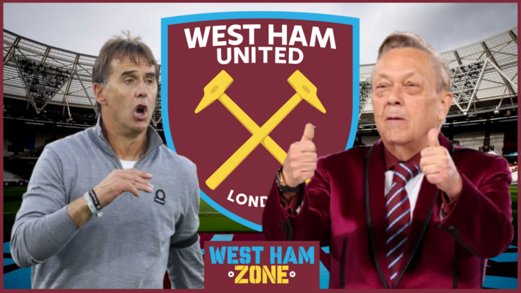 Julen Lopetegui, David Sullivan, West Ham United badge