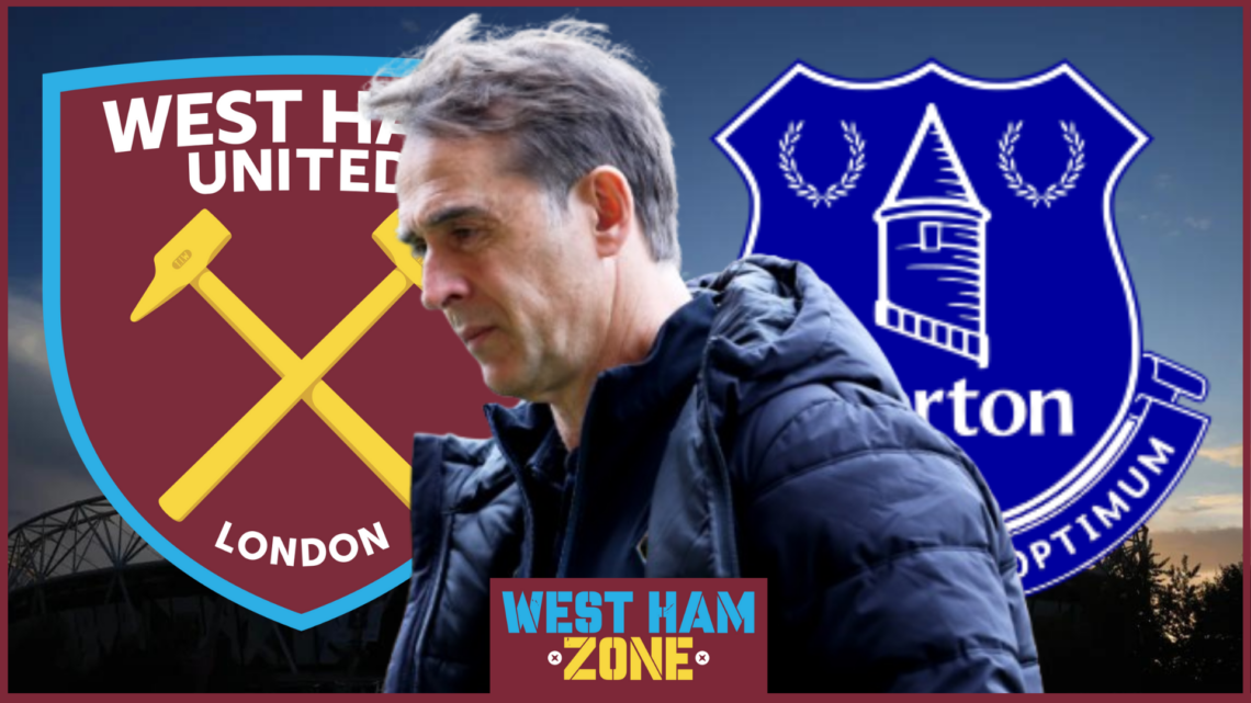 Julen Lopetegui, West Ham United badge, Everton badge