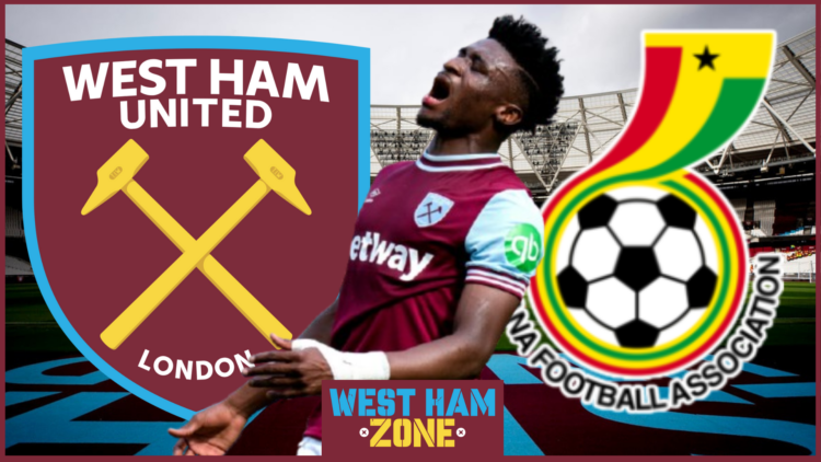 Mohammed Kudus, West Ham United badge, Ghana badge