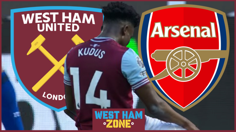 West Ham badge, Arsenal badge, Mohammed Kudus