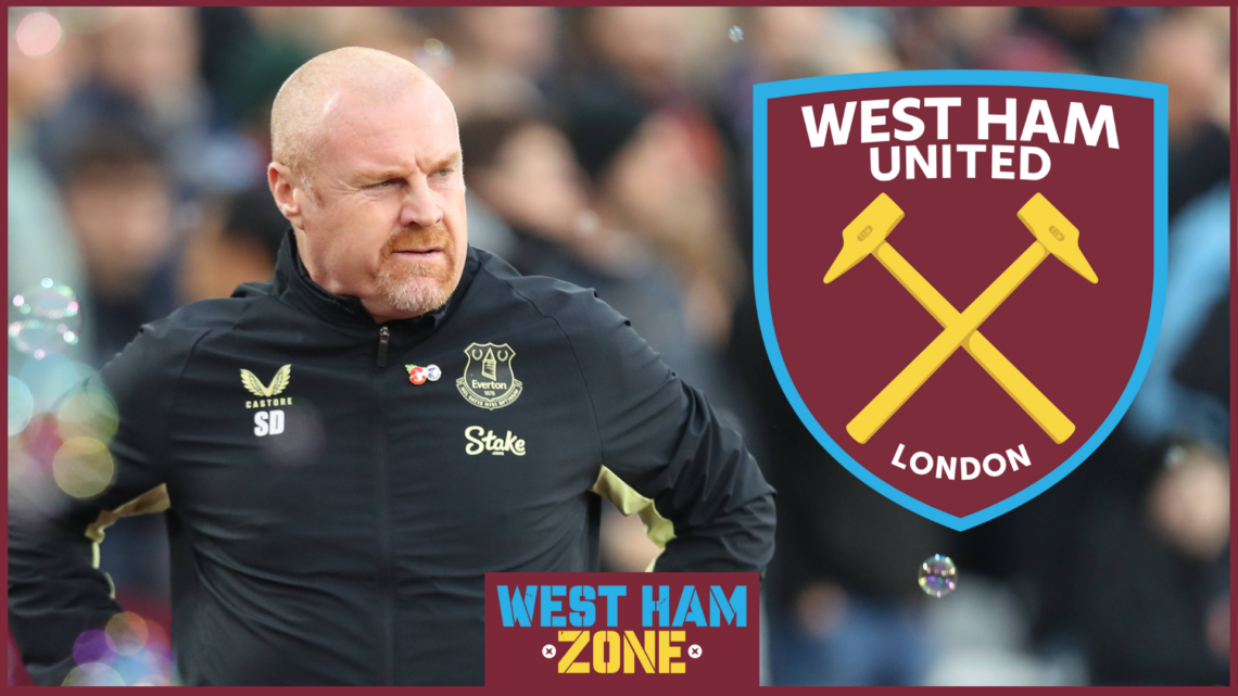 Everton manager Sean Dyche, West Ham United badge
