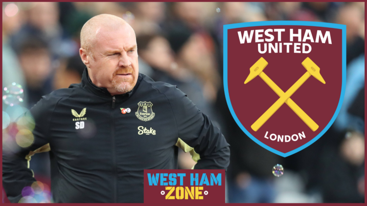 Everton manager Sean Dyche, West Ham United badge
