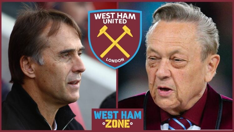 Julen Lopetegui, David Sullivan, West Ham United badge
