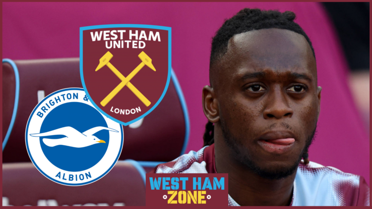 Aaron Wan-Bissaka, West Ham badge, Brighton badge
