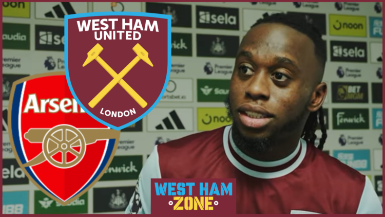 Aaron Wan-Bissaka, West Ham United badge, Arsenal badge