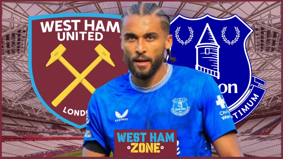 Dominic Calvert-Lewin, West Ham badge, Everton badge