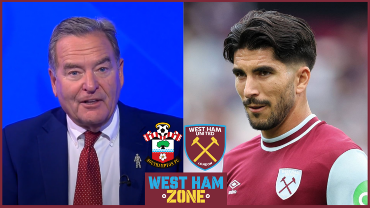 Jeff Stelling, Carlos Soler, Southampton badge, West Ham badge