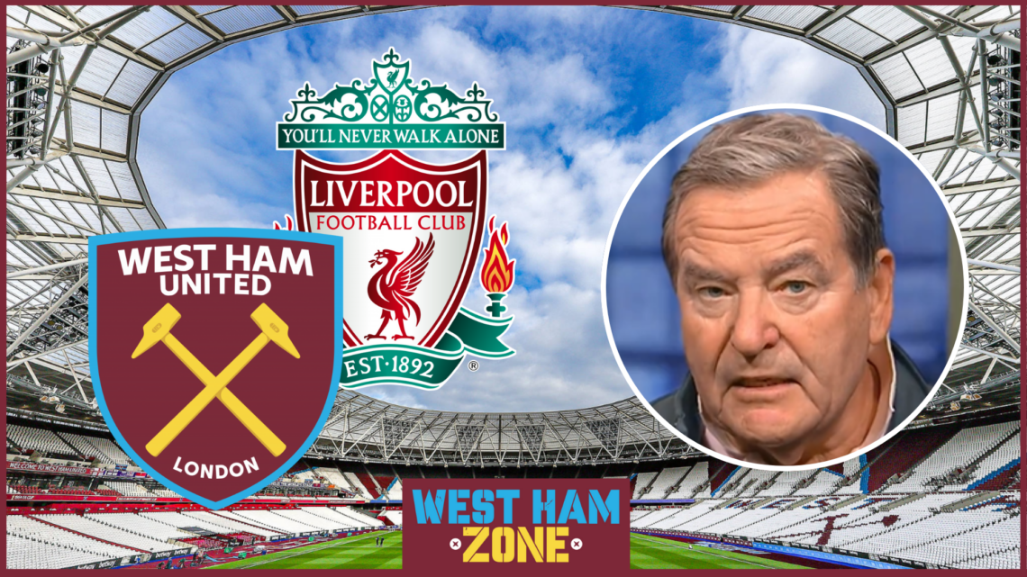 Jeff Stelling, West Ham badge, Liverpool badge