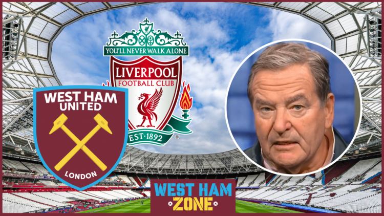 Jeff Stelling, West Ham badge, Liverpool badge