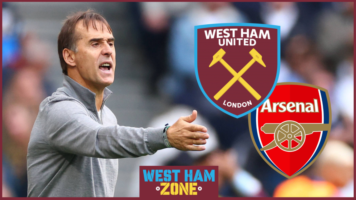 Julen Lopetegui, West Ham badge, Arsenal badge
