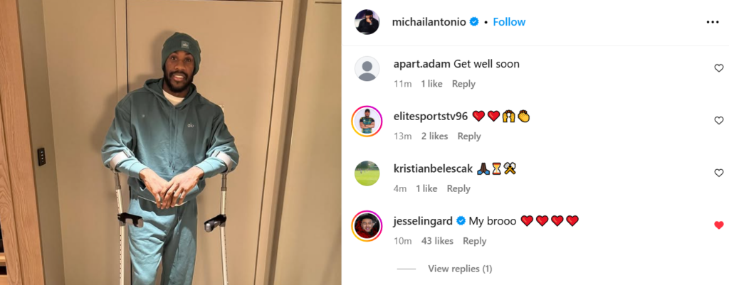 Michail Antonio social media post