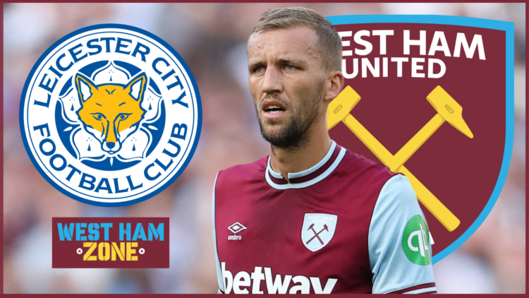 West Ham badge, Leicester City badge, Tomas Soucek