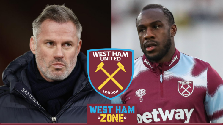 jamie carragher, michail antonio, west ham badge