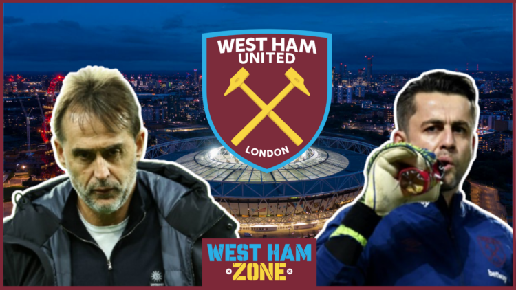 Julen Lopetegui Lukasz Fabiański West Ham badge.