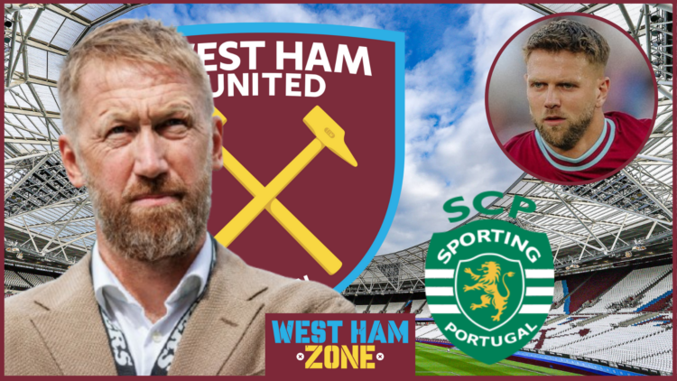 Graham Potter, Niclas Fullkrug, West Ham United badge, Sporting CP badge