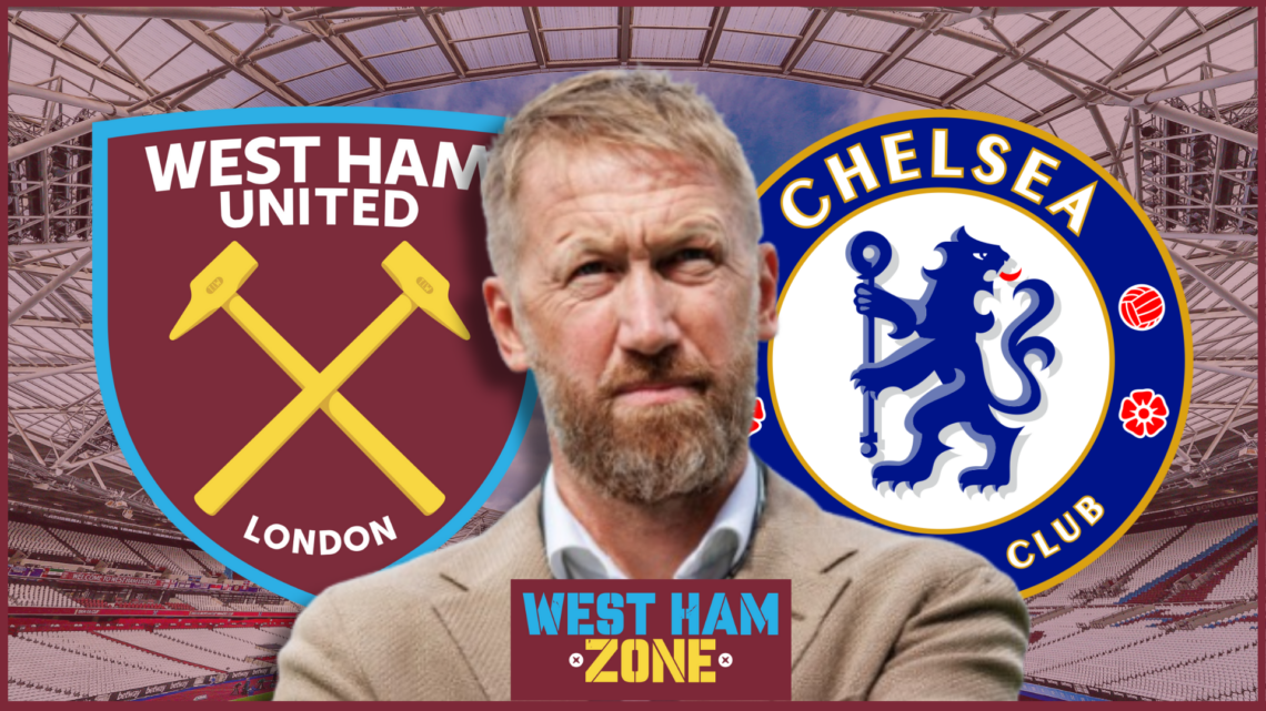 Graham Potter, West Ham badge, Chelsea badge