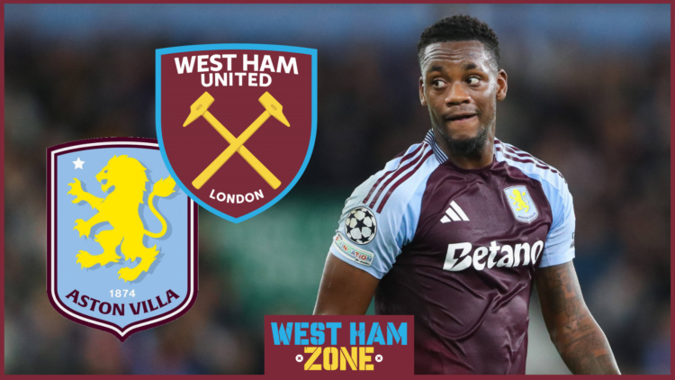 Jhon Duran, West Ham badge, Aston Villa badge