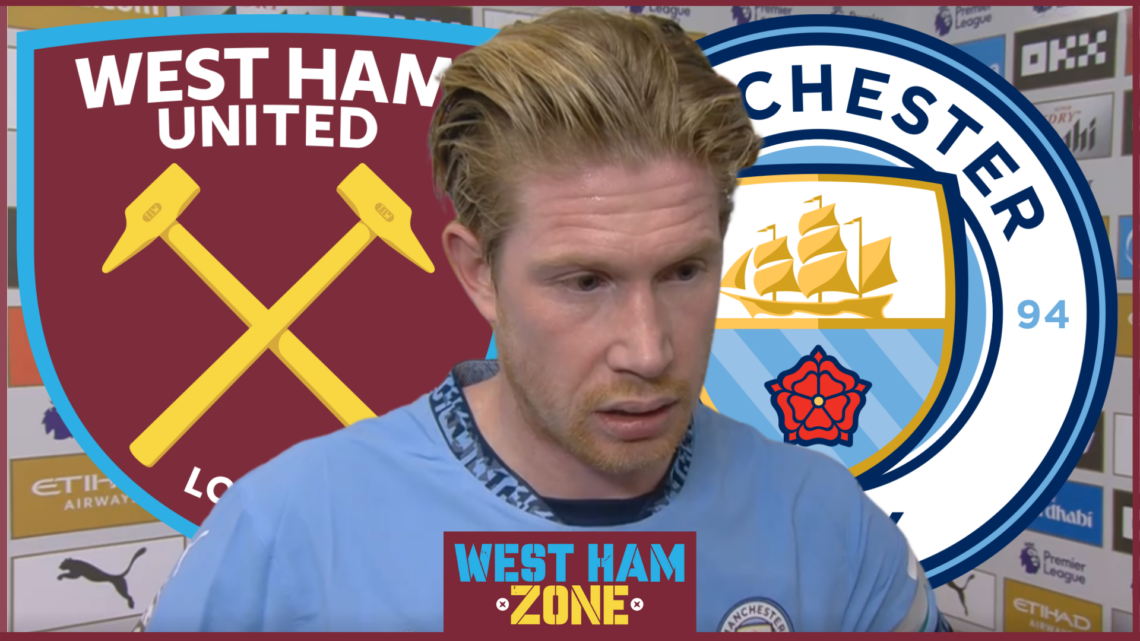 West Ham badge Manchester City badge Kevin De Bruyne