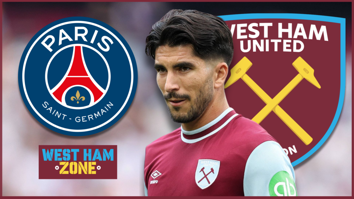 West Ham badge, PSG badge, Carlos Soler
